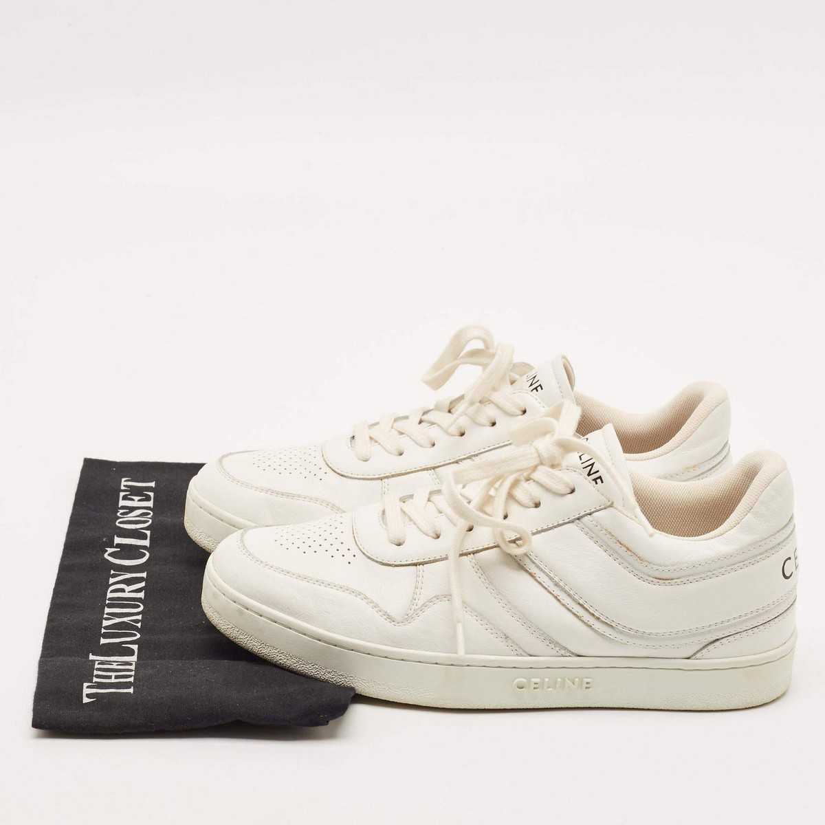 Celine Size 38 White Leather Trainer Low Top Sneakers | eBay