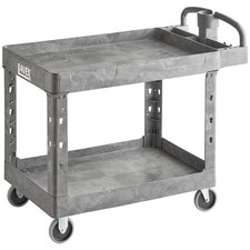 Lavex Large Gray 2-Shelf Utility Cart - 43 1/8" x 24 5/8" x 38 1/8"