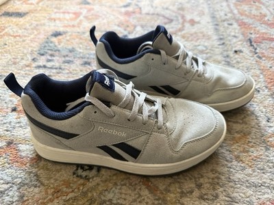 Reebok Classic Suede Casual Sneakers Gray & Navy, Big Kids Size 4 USED