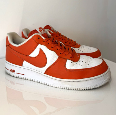 Nike Air Force 1 Low Top Sneaker Leder Orange/Weiß EU 45,5 US 11,5