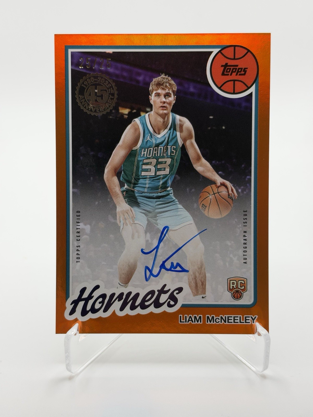 2025 Topps - Liam Mcneeley ORANGE RC Auto 25/25 Last Print - Hornets