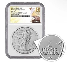 2025 American Silver Eagle MS70 NGC Eighth Era Eagle Privy 1st 50,000 MS70