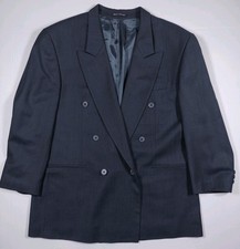 Vintage Yves Saint Laurent Navy 100 Wool Double Breasted Blazer Size 44