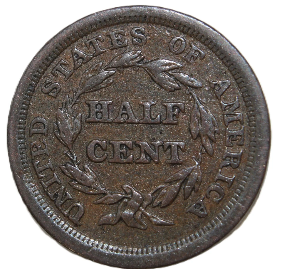 Medio centavo cabello trenzado 1855 - ELECCIÓN AU / ENVÍO GRATUITO - SMH-386 Foto 3 de 4