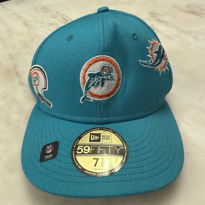New Era 59FIFTY Miami Dolphins NFL Fitted Cap Hat 7 1/2 Aqua