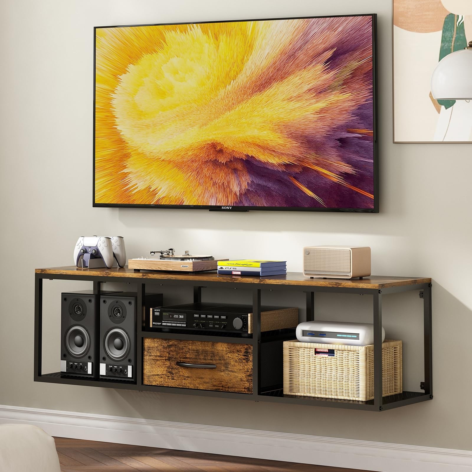 Floating Wall TV Stand Mounted with Storage Cabinet Entertainment Television