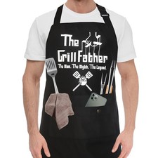 Funny Chef Apron for Men, BBQ Dad Aprons men with Large, The Grill Father
