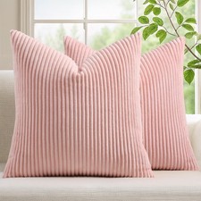 Corduroy Decorative Throw Pillow Covers 18x18 Set of 2 for Sofa Bedroom Livin...