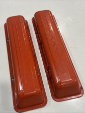 Vintage 1960-1967 Chevy Sbc 283 327 Stamped Steel Script Valve Covers Oem Orange Vintage 1960-1967 Chevy Sbc 283 327 Stamped Steel Script Valve Covers Oem Orange
