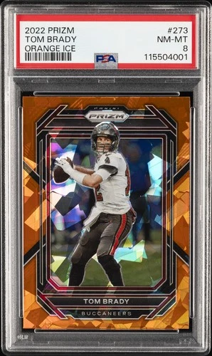 2022 PANINI PRIZM ORANGE ICE #273 TOM BRADY PSA 8
