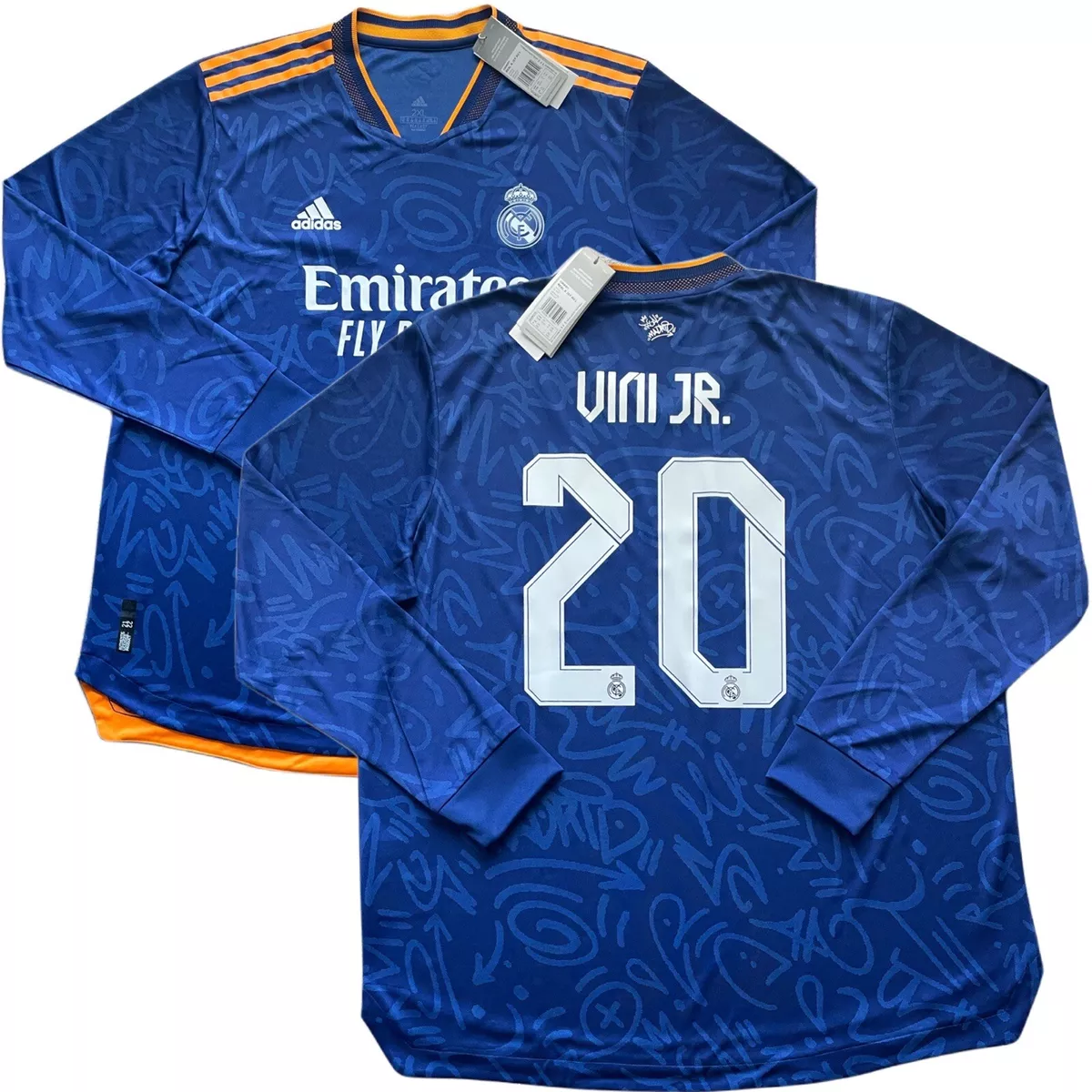 2021/22 Real Madrid Authentic Away Jersey #20 Vini Jr. 2XL UCL Long Sleeve  NEW