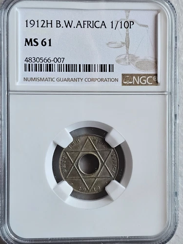 British West Africa 1/10 Penny 1912H NGC MS 61