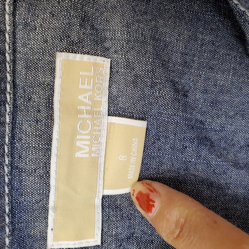 Michael Kors Trucker Jacket Womens Sz 8 Blue Denim Cropped Collared Button Front - Picture 3 of 6
