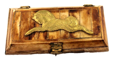 Fine Handmade Equestrian Camel Bone Brass Lidded Hinged Trinket Jewel Box New