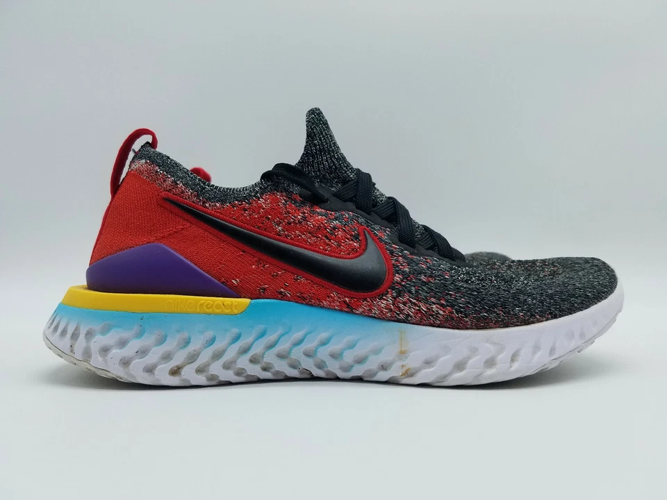 Nike Epic React Flyknit 2 (GS) Niñas Talla 5.5 Zapatos para Correr Negros Hyper Jade Foto 2 de 4