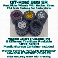 Off-Road BBS SR 10 Spoke Real Rider Wheels Rubber Tire For 1/64 Scale Custom Hot