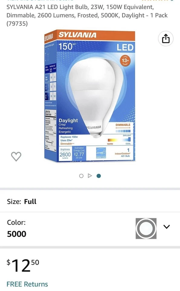 Lot of 2 Brand New Dimmable Sylvania 150w LED A21 Lightbulbs 💡INDOOR/OUTDOOR - Image 2 of 4