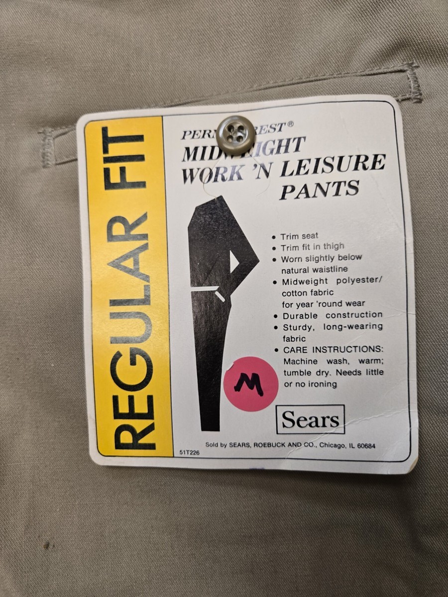 Vintage Sears Mens Pants Perma-Prest Twill Full Cut Work n