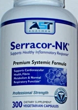 SERRACOR-NK, AST Enzymes 300 VegeCaps  "FREE 22 PAGE BOOKLET" 0N HEART HEALTH