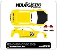 HONDA EK9 RACING  Universal WaterSlide Decal for hot wheels 1/64 Scale