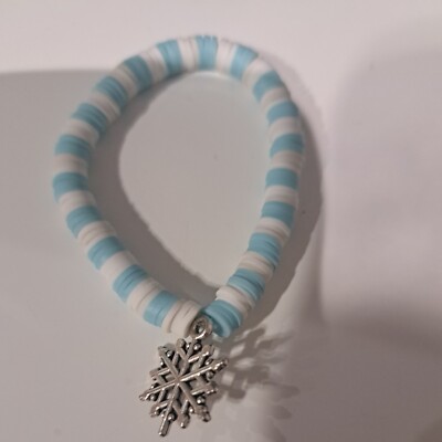  blau-weiß Perlen Armband dehnbar