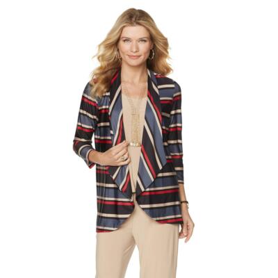 Slinky Brand Women's 3/4 Sleeve Shawl Collared Jacket Multi-Color - Main Image