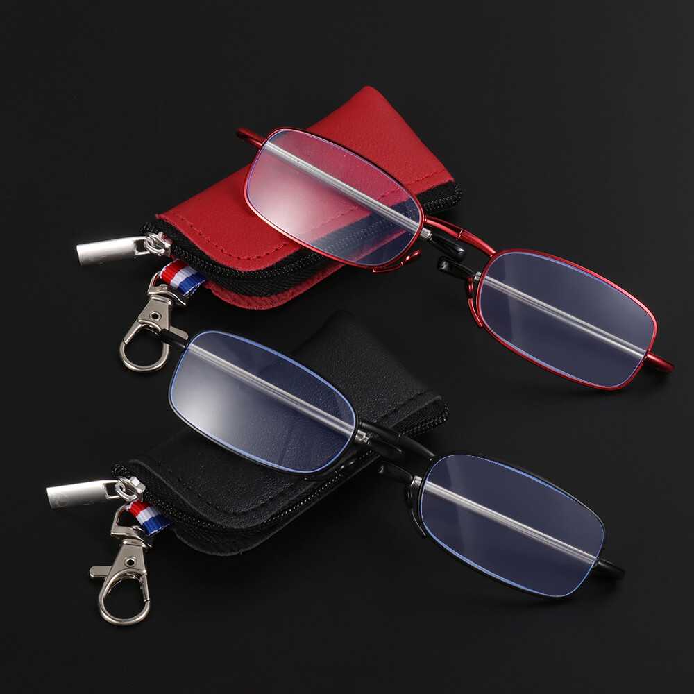 Foldable Reading Glasses with Keychain Case for Convenient Readers On-the-Go-image
