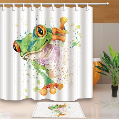 Sunflowers Canvas Bathroom Waterproof Fabric Shower Curtain Liner Bath Mat Set