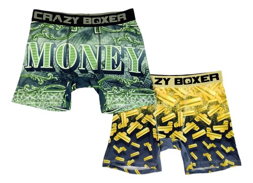 Crazy Boxer Briefs Mens LARGE 36-38 GOLD BAR MONEY Underwear Fun Packaging - Picture 2 of 9
