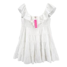 NWT Lilly Pulitzer Emie Babydoll Ruffle Tiered Dress White Eyelet Size 16