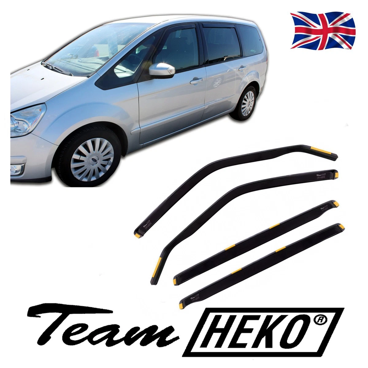HEKO TINTED WIND DEFLECTORS for FORD GALAXY 5 DOOR 2006 2015 4pc