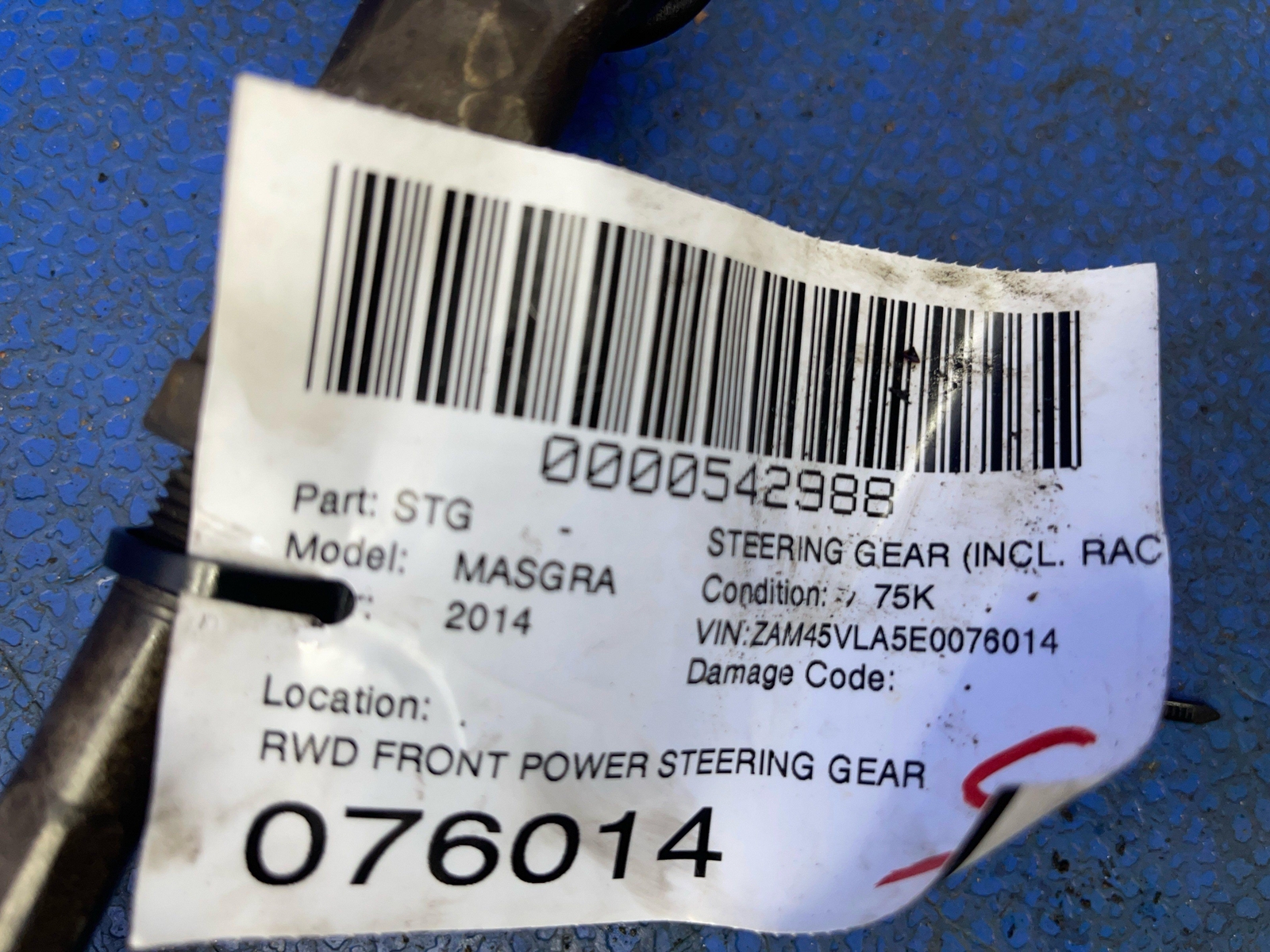 2008-2019 MASERATI GRANTURISMO OEM RWD FRONT POWER STEERING GEAR RACK AND PINION