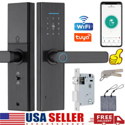 Fingerprint Smart Security Door Lock w/ Handle WiFi APP Keyless Entry Deadbolt