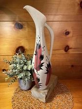 Vintage MCM Custom Designed Artist Signed 1960 Hand-painted 17.5" Vase Pitcher