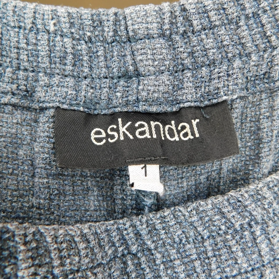 Pantalones Eskandar Talla 1 Pierna Ancha Azul Lino Seda Lagenlook Arte para Usar Foto 4 de 4