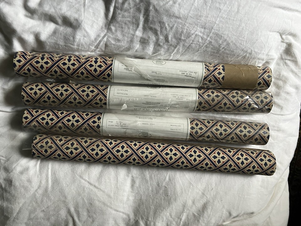 Vintage 1983 2 Left Unused Rolls Laura Ashley Mr Jones Wallpaper eBay