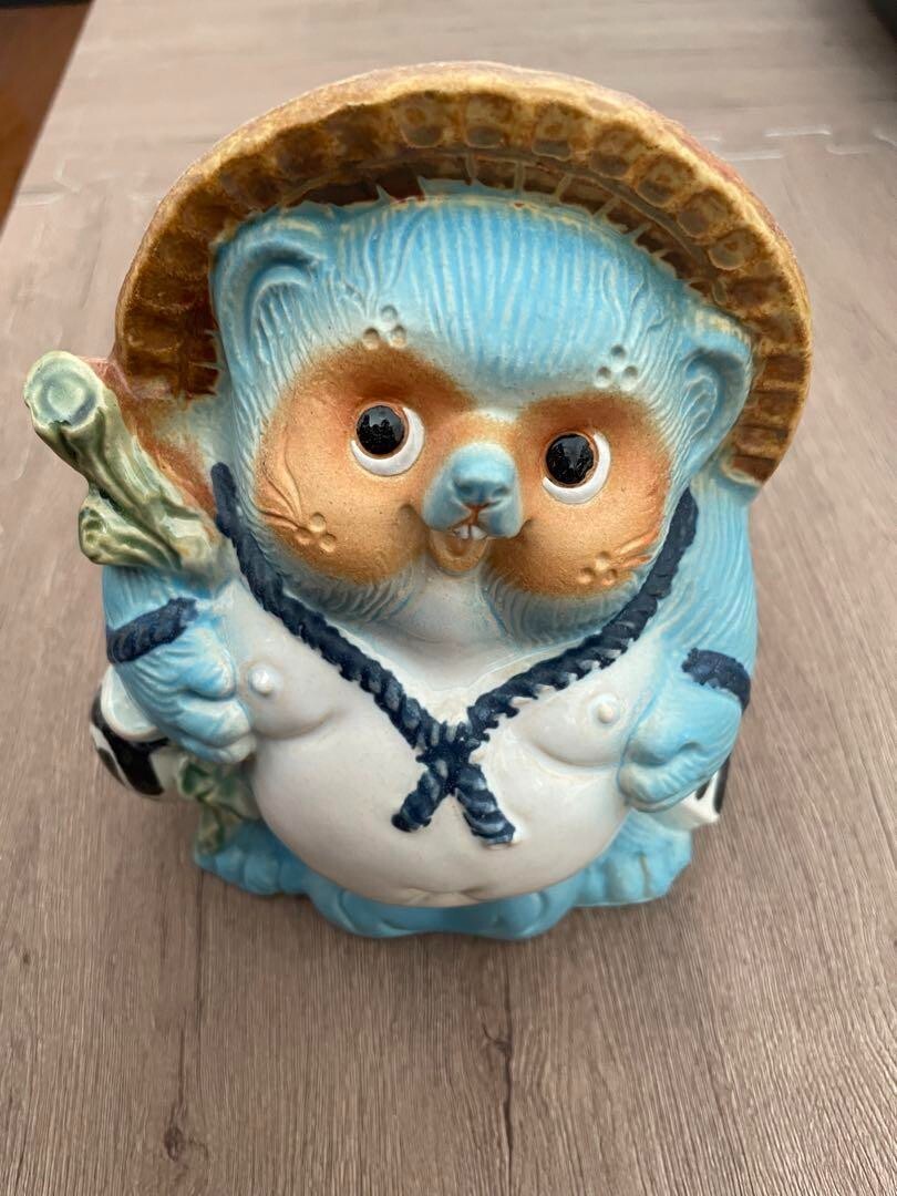 Tanuki Shigaraki yaki ware Chinese Racoon Dog Neo Tanuki Blue