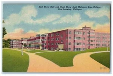 1955 East Shaw Hall West Shaw Hall Michigan State College Michigan Postcard