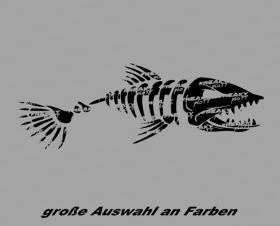 FISCH SKELETT 30cm Aufkleber Oil Slick Auto Sticker Angler FishBone Haken angeln