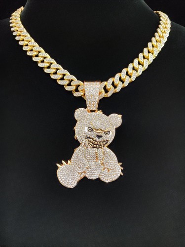 Collana Catena Metallo Anime Orso Multicolore Moderno Cristallo Pietra Link Inciso - Foto 19 di 27