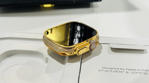 24k Gold Plated Apple Watch ULTRA 2 49mm Zirkon Diamanten Gravur 2x Armbänder - Bild 7 von 22