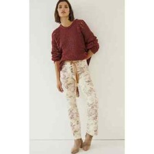 Anthropologie Pilcro Womens sz 32 High Rise Trouser Bootcut Floral Print Jeans