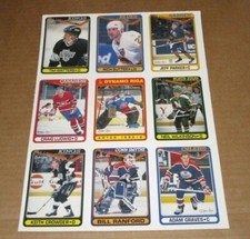 1990-91 O-PEE-CHEE HOCKEY UNCUT SHEET OF 9 BILL RANFORD ARTUR IRBE CRAIG LUDWIG