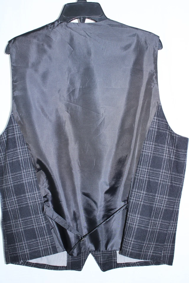 Structure Vest Mens Size XL Black Gray Plaid Wool Blend Waistcoat 4 Button - Image 2 of 3
