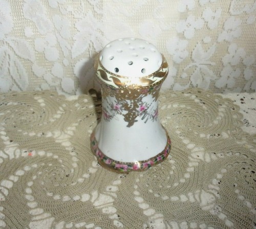 1920's NIPPON Hand Painted Gilded Floral 4 Inch Porcelain Hat Pin Holder - Foto 2 di 3