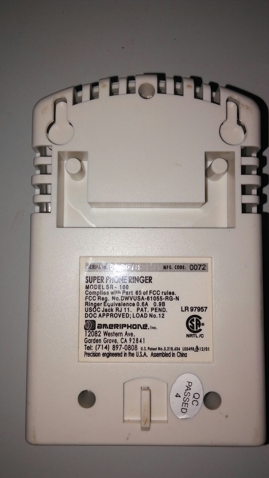 CLARITY 55173 Ameriphone SR100 Amplified SUPER PHONE RINGER 95 dB