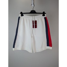 Gucci Cotton Blend Terry Stitch Knit Basket Shorts Off-White / Blue / Red BNWT M