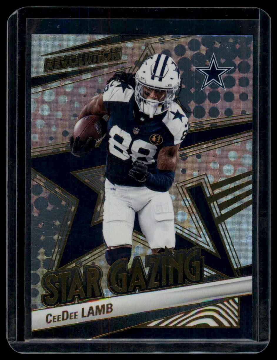 CeeDee Lamb #9 Football Cards 2025 Panini Revolution Star Gazing trading card — raw and PSA graded price guide