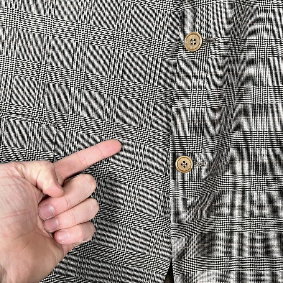 Traje Canali Para Hombre EU 62L US 52L Gris Marrón Glen Cuadros 2 Botones Lana Hecho en Italia Foto 4 de 4