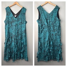 The Pyramid Collection Chiffon Dress Plus Size 2X Teal Chiffon Fairy Whimsigoth